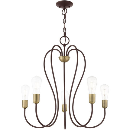 Five Light Dimmable Chandelier With Shades