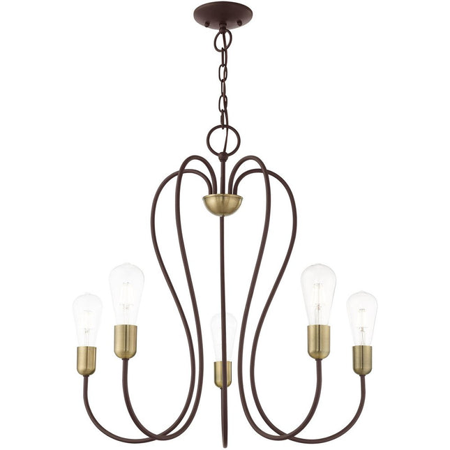 Five Light Dimmable Chandelier With Shades