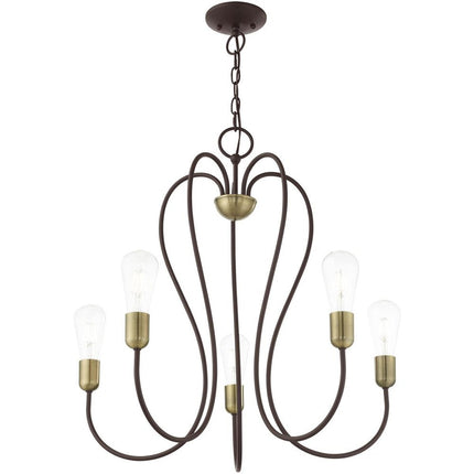 Five Light Dimmable Chandelier With Shades