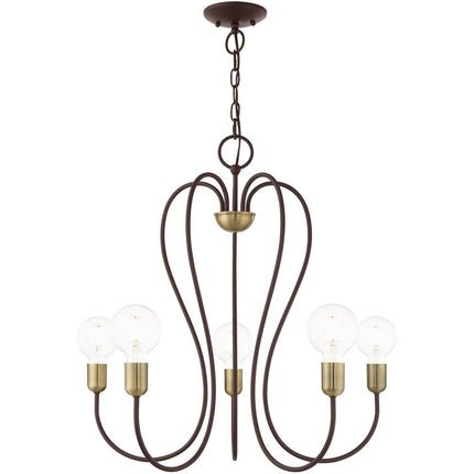 Five Light Dimmable Chandelier With Shades