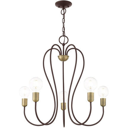 Five Light Dimmable Chandelier With Shades