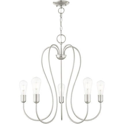 Five Light Dimmable Chandelier With Shades