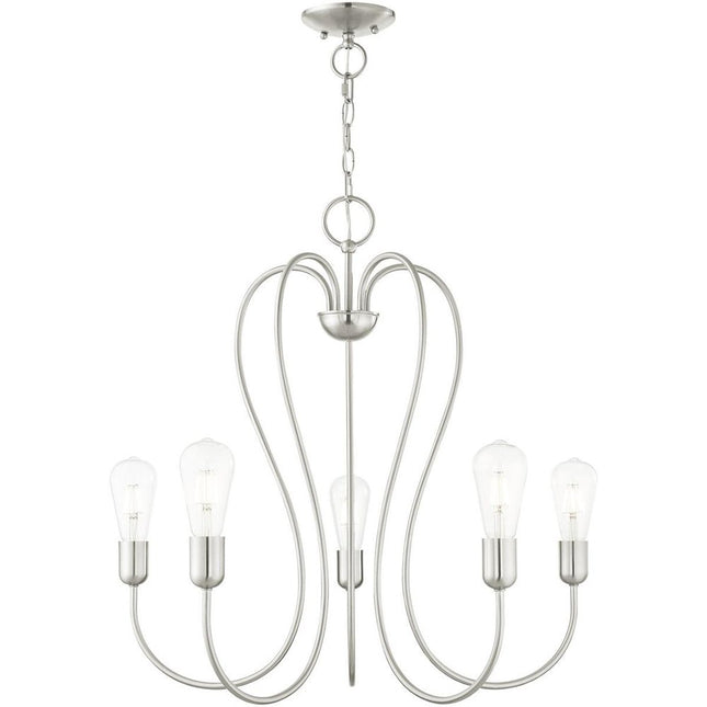 Five Light Dimmable Chandelier With Shades