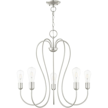 Five Light Dimmable Chandelier With Shades