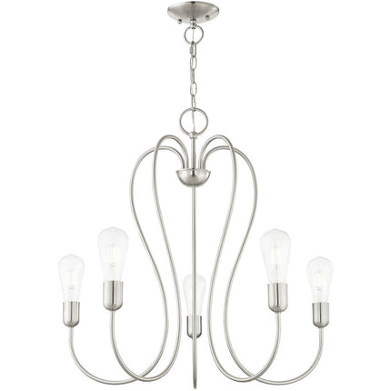 Five Light Dimmable Chandelier With Shades