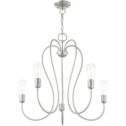 Five Light Dimmable Chandelier With Shades