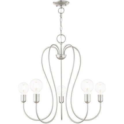 Five Light Dimmable Chandelier With Shades