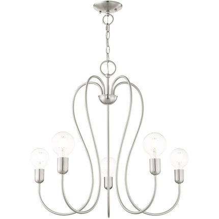 Five Light Dimmable Chandelier With Shades