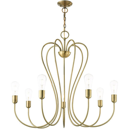 Seven Light Dimmable Chandelier With Shades