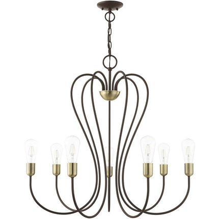 Seven Light Dimmable Chandelier With Shades