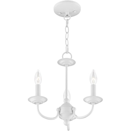 White Three Light Dimmable Chandelier With Shades