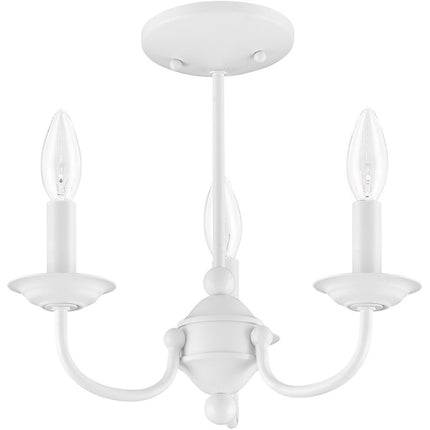 White Three Light Dimmable Chandelier With Shades