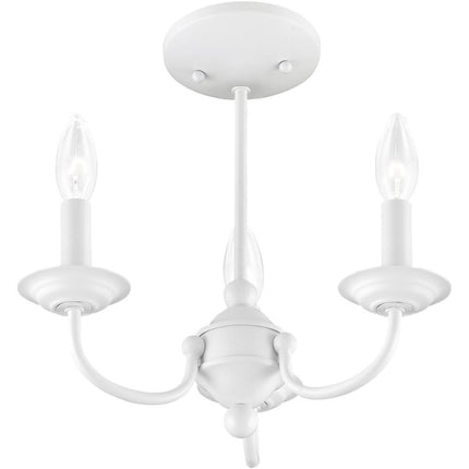 White Three Light Dimmable Chandelier With Shades