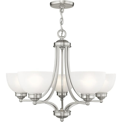 Five Light Dimmable Chandelier With Shades