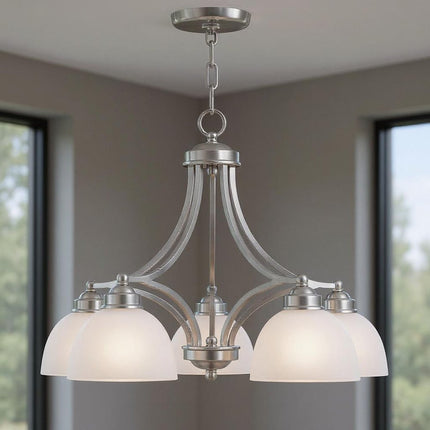 Five Light Dimmable Chandelier With Shades