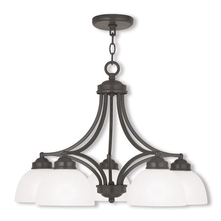 Five Light Dimmable Chandelier With Shades