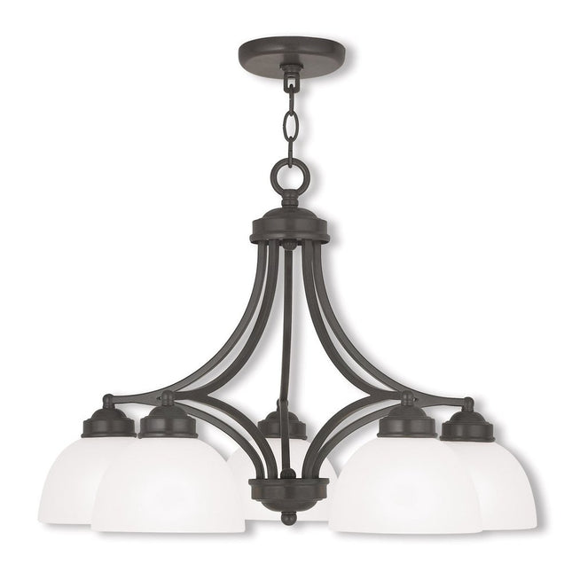 Five Light Dimmable Chandelier With Shades