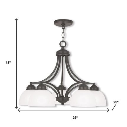 Five Light Dimmable Chandelier With Shades