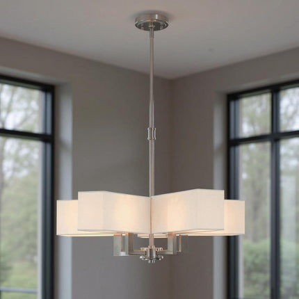 Five Light Dimmable Chandelier With Shades
