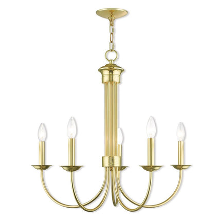 Five Light Dimmable Chandelier With Shades