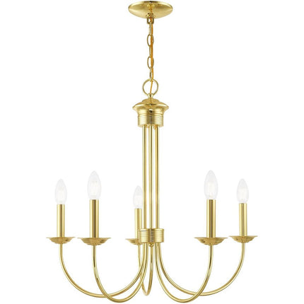 Five Light Dimmable Chandelier With Shades