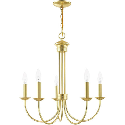 Five Light Dimmable Chandelier With Shades