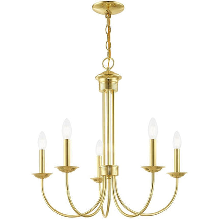 Five Light Dimmable Chandelier With Shades