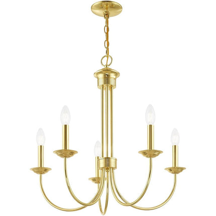 Five Light Dimmable Chandelier With Shades
