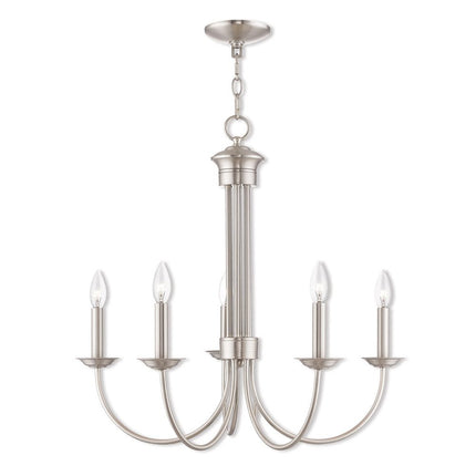 Five Light Dimmable Chandelier With Shades