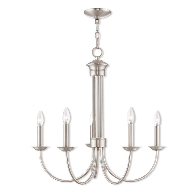 Five Light Dimmable Chandelier With Shades