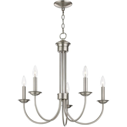Five Light Dimmable Chandelier With Shades