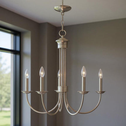 Five Light Dimmable Chandelier With Shades