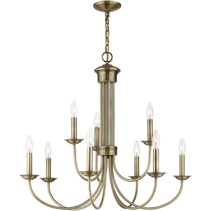 Nine Light Dimmable Chandelier With Shades