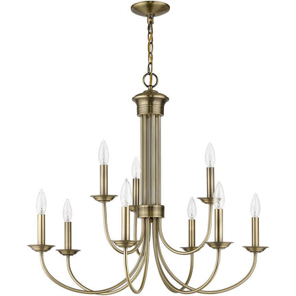 Nine Light Dimmable Chandelier With Shades