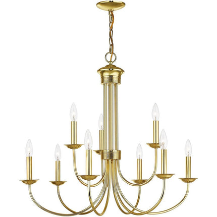 Nine Light Dimmable Chandelier With Shades