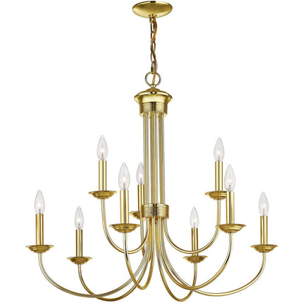 Nine Light Dimmable Chandelier With Shades