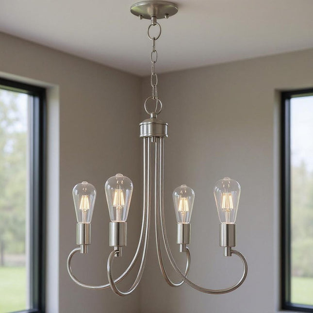 Four Light Dimmable Chandelier With Shades