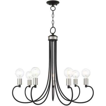 Seven Light Dimmable Chandelier With Shades