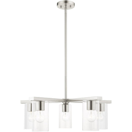 Five Light Dimmable Chandelier With Shades