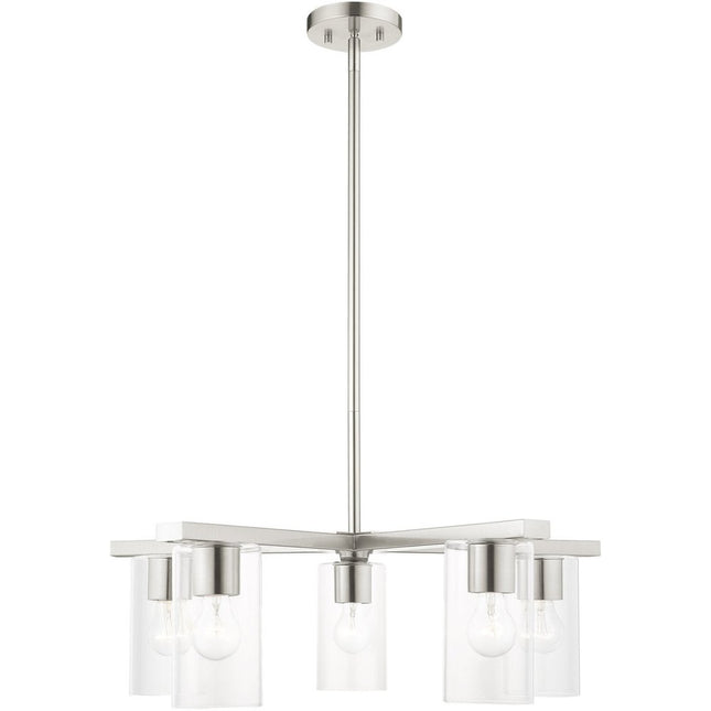 Five Light Dimmable Chandelier With Shades