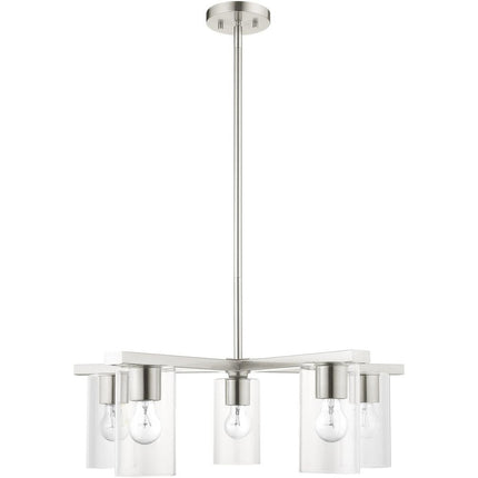 Five Light Dimmable Chandelier With Shades