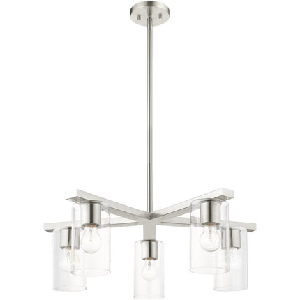 Five Light Dimmable Chandelier With Shades