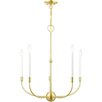 Five Light Dimmable Chandelier With Shades