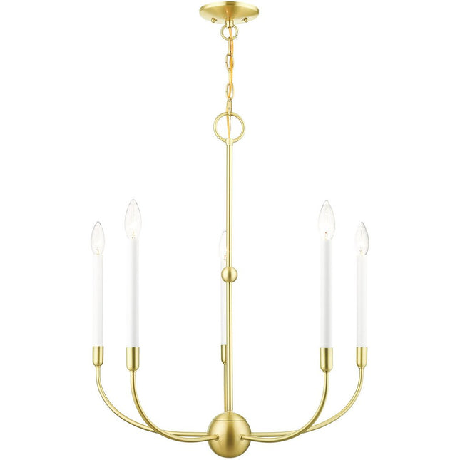 Five Light Dimmable Chandelier With Shades