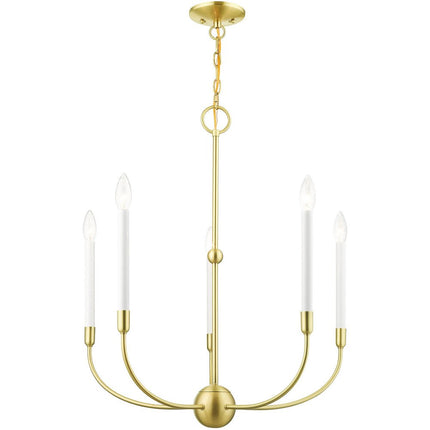 Five Light Dimmable Chandelier With Shades