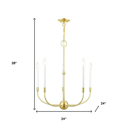 Five Light Dimmable Chandelier With Shades