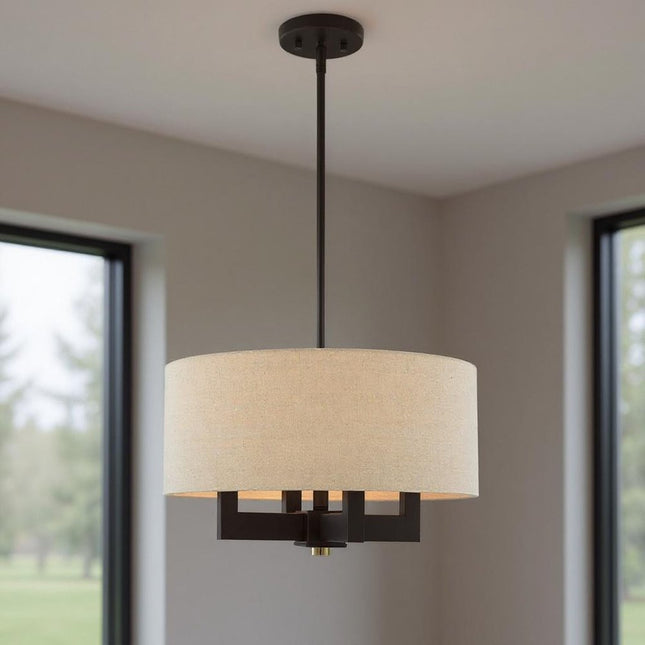 Four Light Dimmable Chandelier With Shades