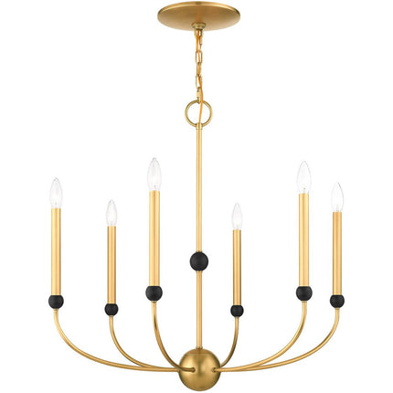 Six Light Dimmable Chandelier With Shades