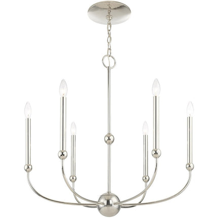 Six Light Dimmable Chandelier With Shades