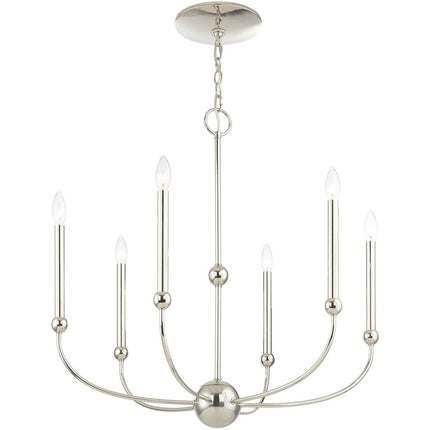 Six Light Dimmable Chandelier With Shades